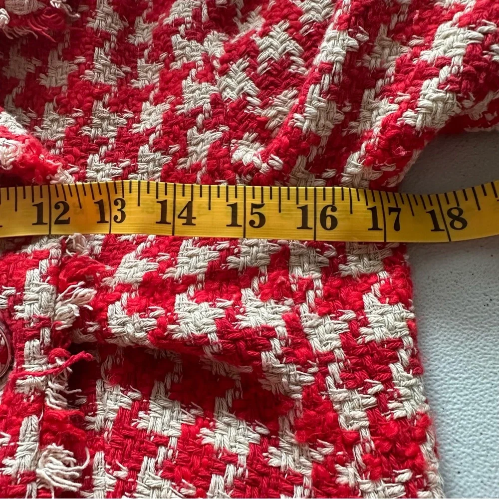 Zara textured houndstooth coat red - Picture 10 of 14